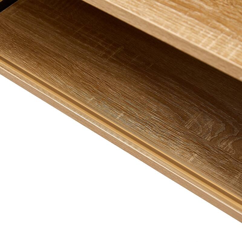 40.16" Coffee Table with Rattan Decorative Doors,Sliding door with Metal Legs,2 Colors