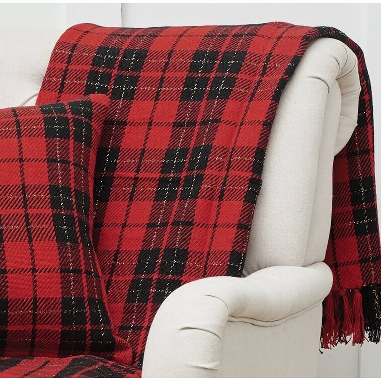Christmas Red Black Plaid Throw