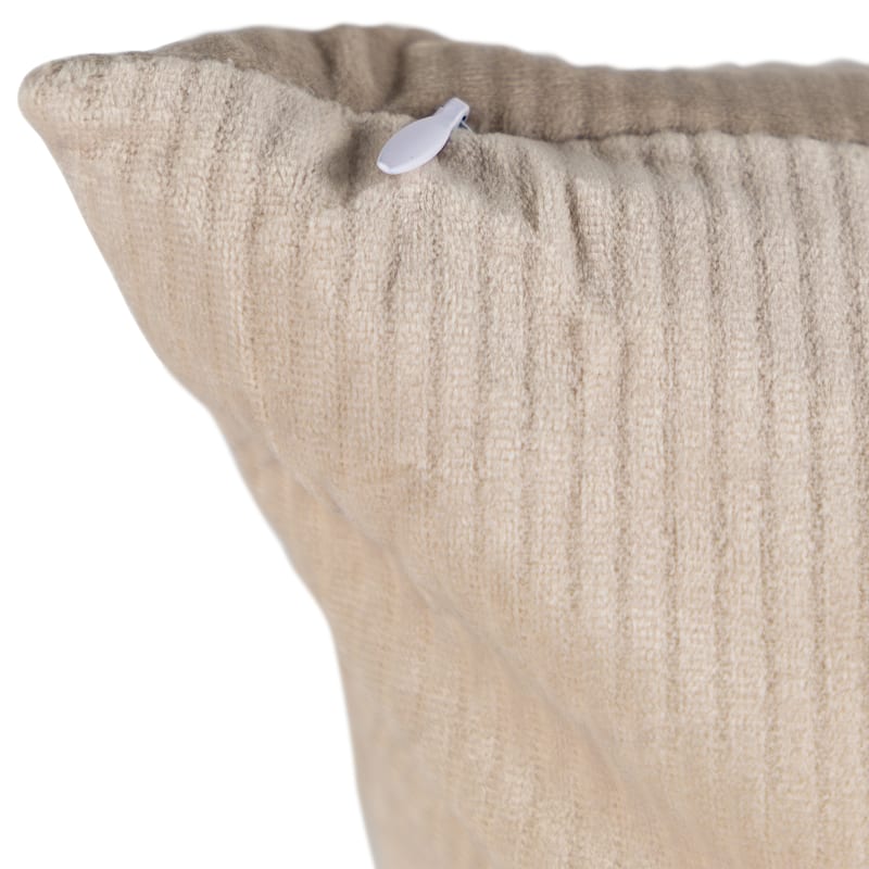 18" Cream Corduroy Square Textured Throw Pillow