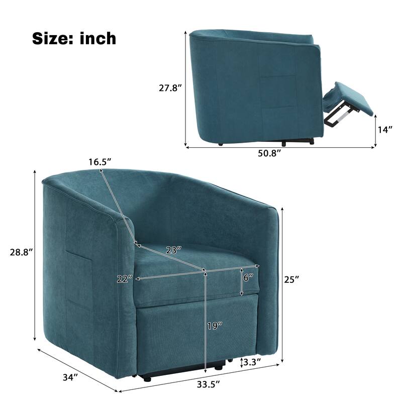 Roomfitters Power Lift Recliner Chair with Massage and Heat, Chenille Fabric Barrel Chair for Seniors