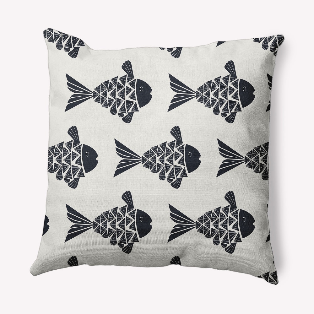 Fish Tales Nautical Indoor/Outdoor Throw Pillow