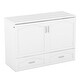 White Full Size Cabinet Wall Bed with Big Drawer and USB Ports for ...