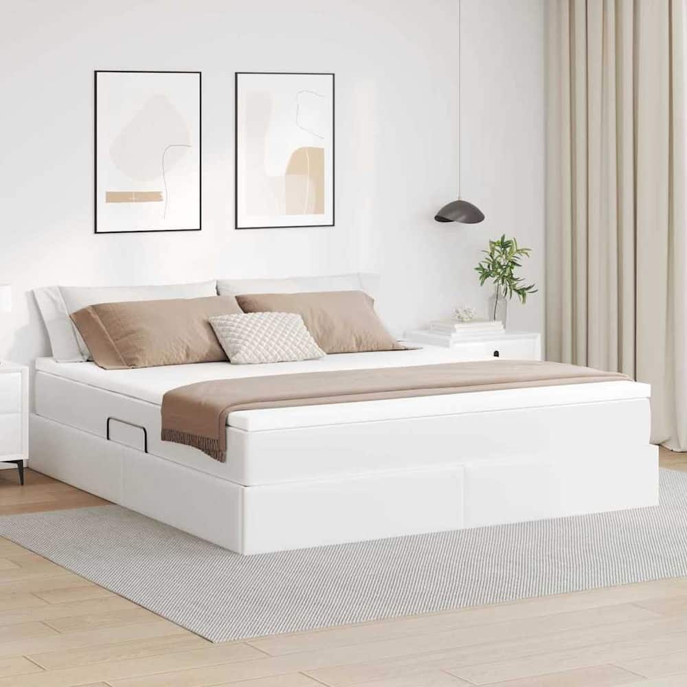 vidaXL Storage Bed with Mattress in Faux Leather