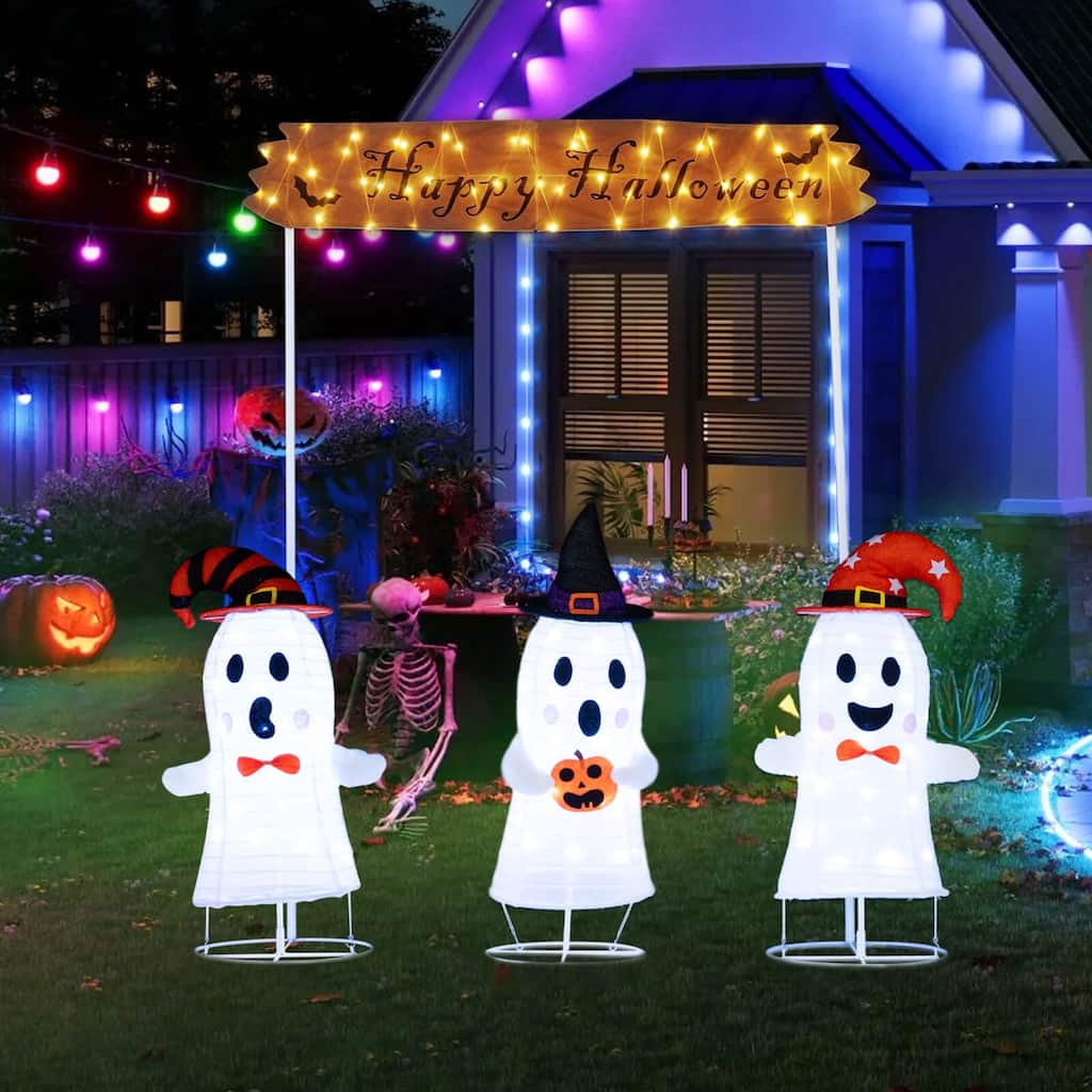 Costway 4 Pcs Halloween Decoration with Gate, Happy Halloween Sign, - As Picture Shows - See Details