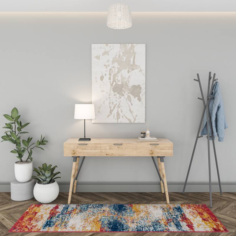 Gematria Industrial Abstract Indoor Area Rug - 2'3'' x 7'3'' - Multi-Color