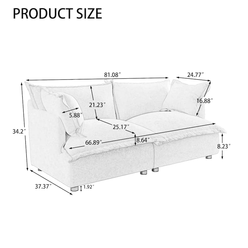 Double Layer Cushion Comfy Cloud Modular Sectional Sofa Set