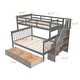 preview thumbnail 24 of 40, Twin-Over-Full Bunk Bed Storage Bed Frame with Stairway, Drawer, Storage and Guard Rail for Bedroom, Dorm, for Adults