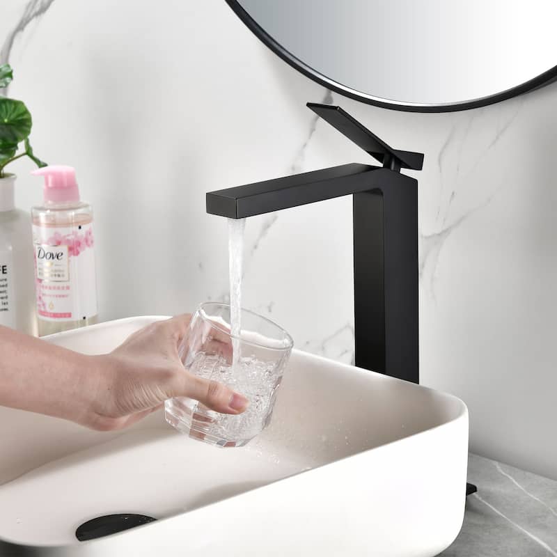 Rbrohant Single Handle Single Hole Bathroom Vessel Sink Faucet, Waterfall Spout Bathroom Faucet,RV Lavatory Vessel Faucet