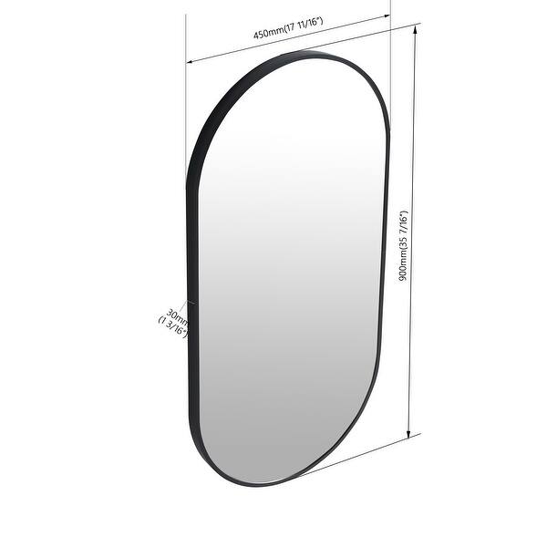 JASIWAY Oval Bathroom Mirror with Black Aluminum Frame Bed Bath