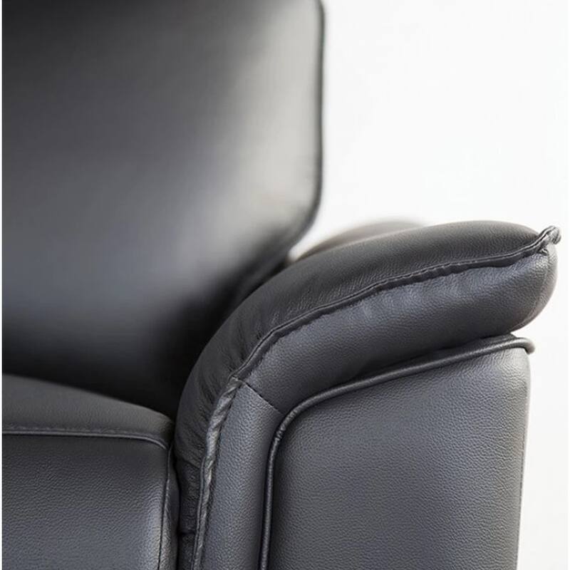 Lenne Sofa, Black Faux Leather, Manual Reclining Mechanism, 86 Inch
