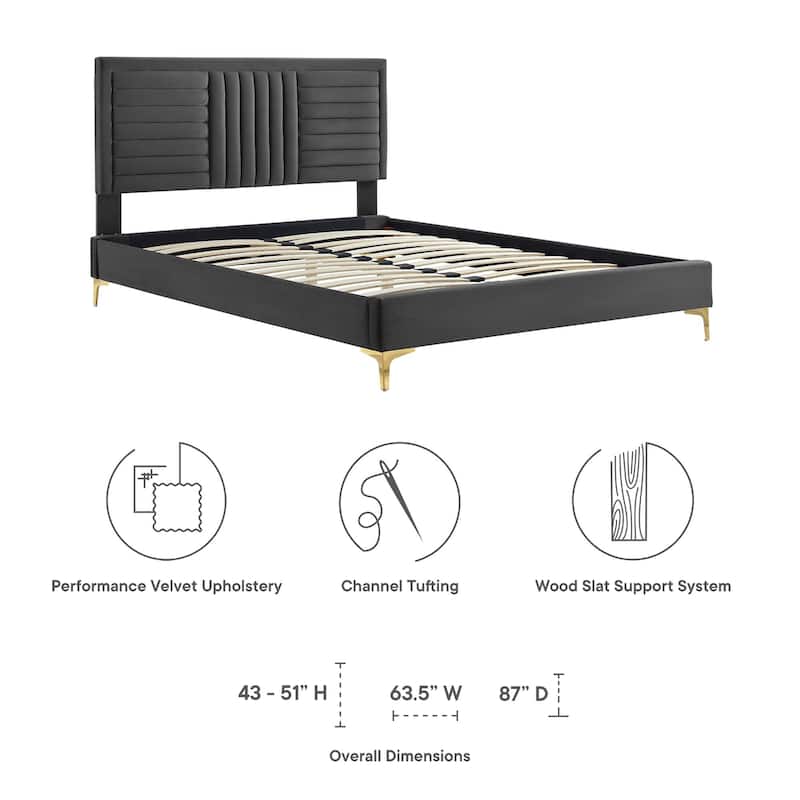 Sofia Channel Tufted Performance Velvet Full Platform Bed