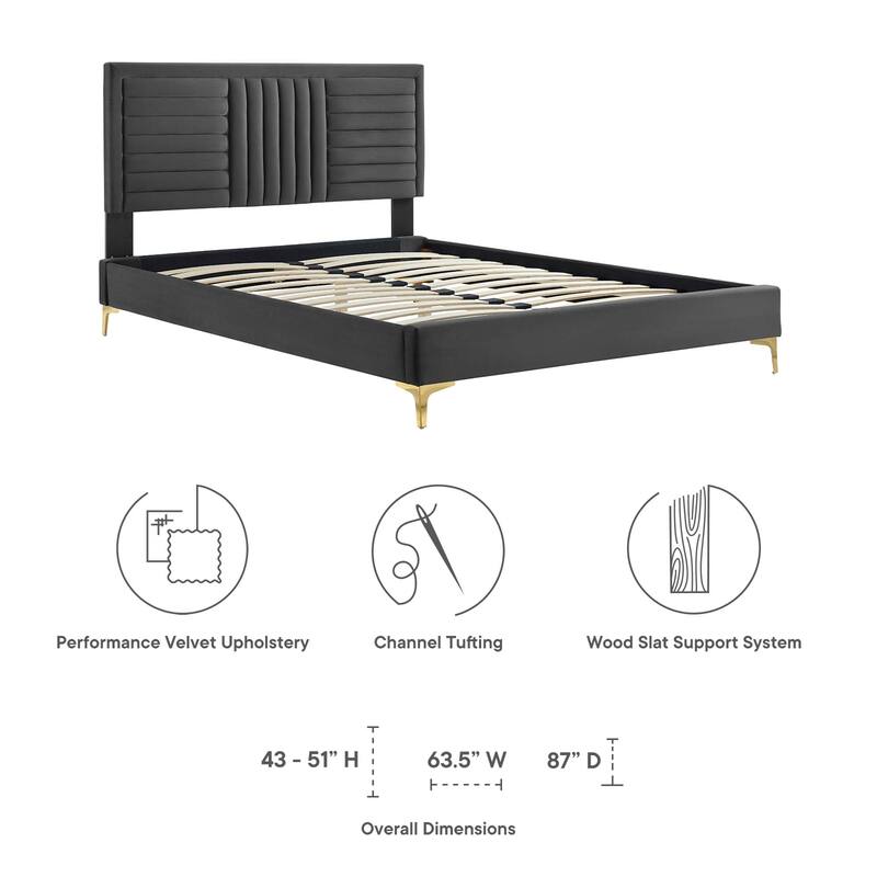 Sofia Channel Tufted Performance Velvet King Platform Bed