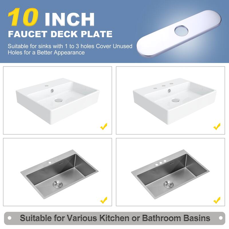 WOWOW Stainless Steel Kitchen Sink Faucet Hole Cover Deck Plate