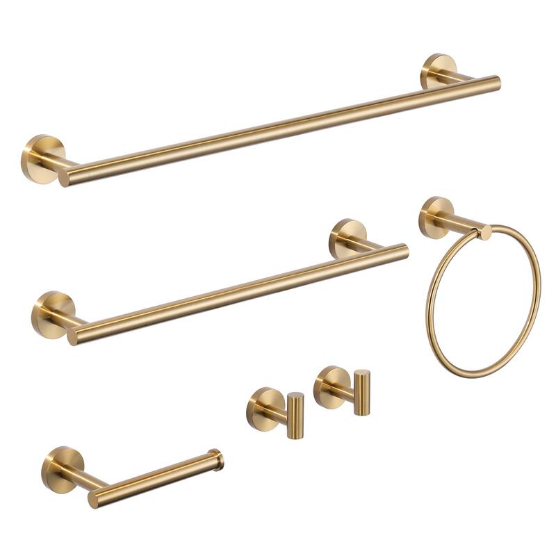 WOWOW 6-Piece Bath Hardware Set with Mounting Hardware - Brushed Gold