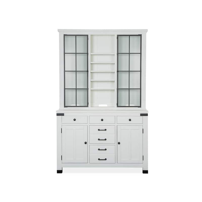 Magnussen Home Harper Springs Silo White Server With Hutch - 54''W x 18''D x 86.5''H