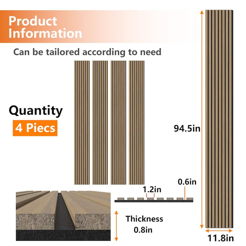 Acoustic Soundproof Slat Wall Panels 3D Decorative Wall Paneling