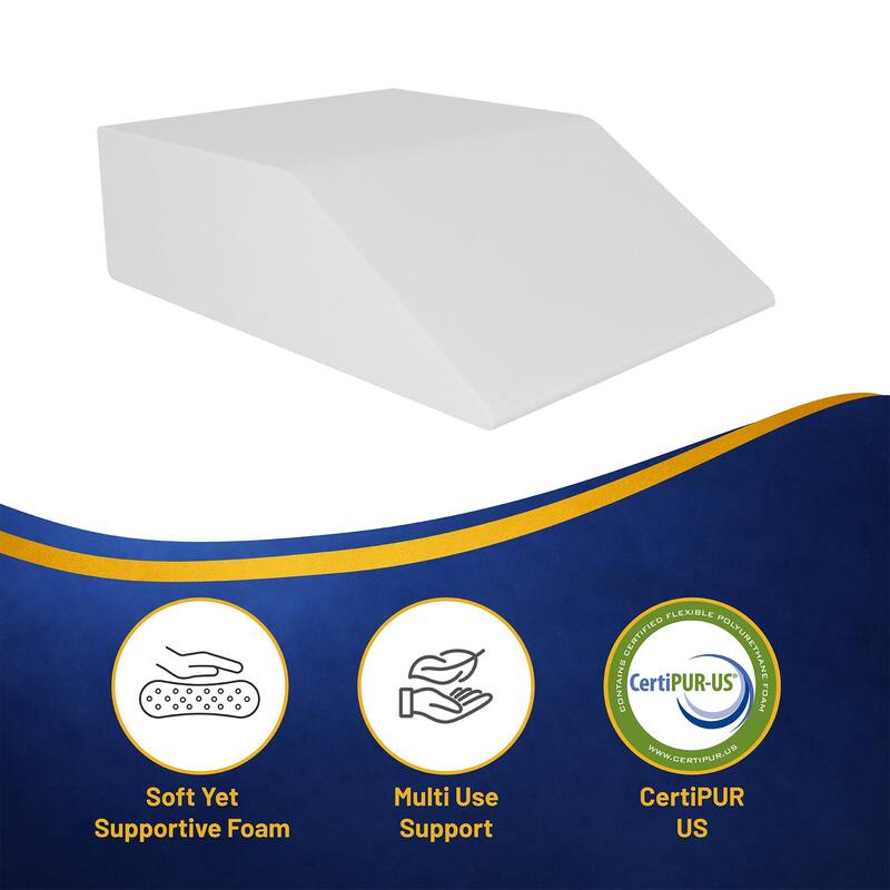 Leg Pillow - Full Foam Top, Leg Rest Elevating Foam Wedge- Relieves and Recovers Foot and Ankle Injury, Leg Pain, White