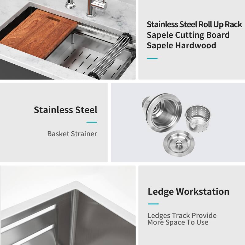 Undermount 16 Gauge Single Bowl Stainless Steel Kitchen Sink in Brushed Nickel