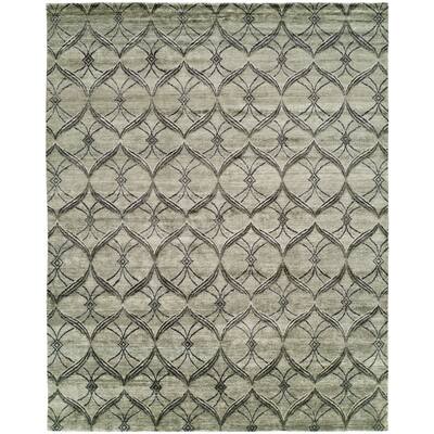 Modern Multi-Colored Hand-Knotted Viscose Area Rug