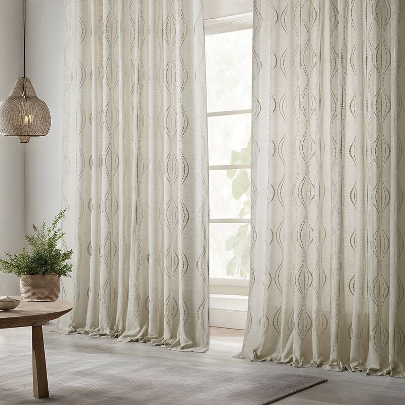 Exclusive Fabrics Suez Embroidered Faux Linen Sheer Curtain (1 Panel)