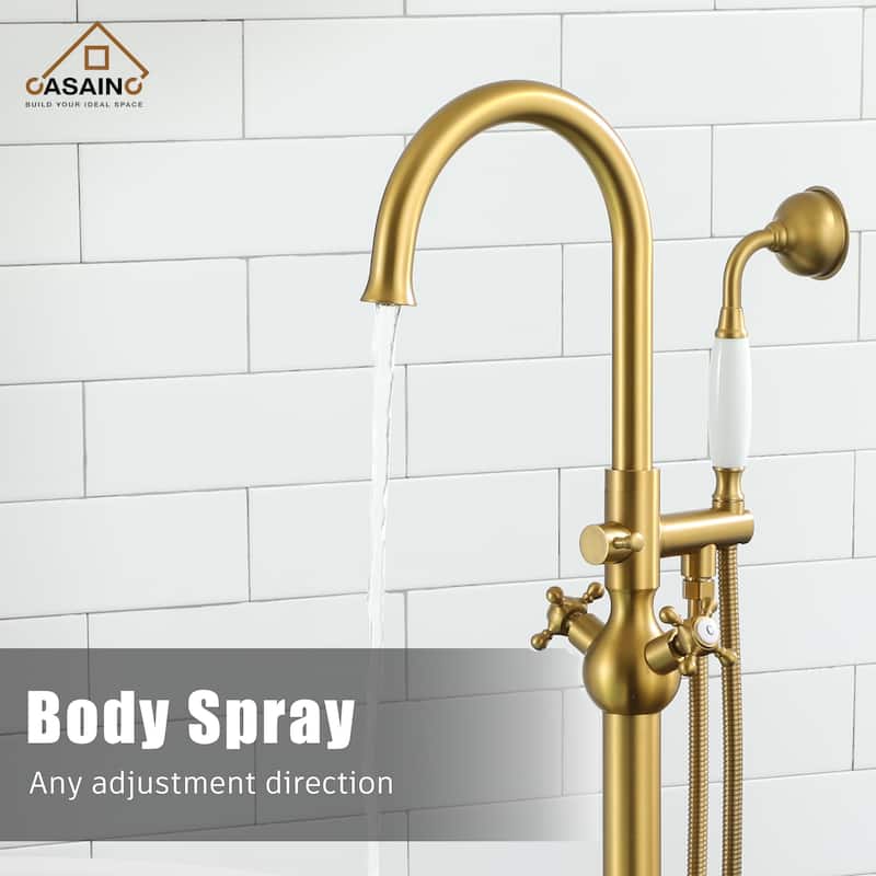 Freestanding 2-Handles Bathtub Faucet with Hand Shower