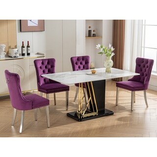 2-Piece Upholstered Dining Chairs with Nailhead Trim and Chromed Legs ...