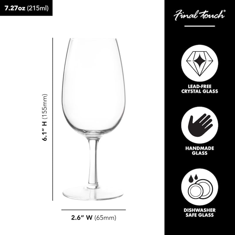 Final Touch Set of 6ISO Wine Tasting Crystal Glasses - 7.27 Oz