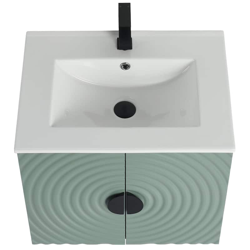 Pellabay Modern Bathroom Vanity with Fluted Circular Doors - Sink Included