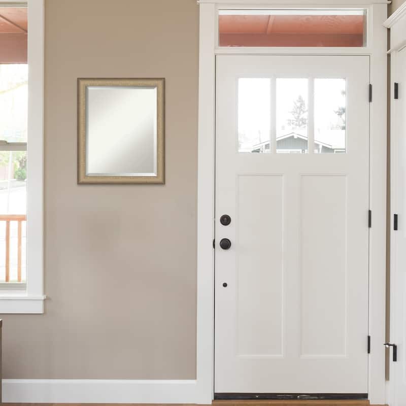 Beveled Wall Mirror - Elegant Brushed Bronze Narrow Frame