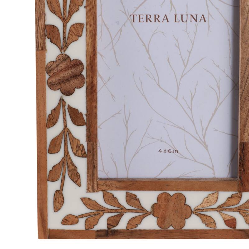 Wood Glass Decorative Photo Frame Handcrafted Boho for Home Display