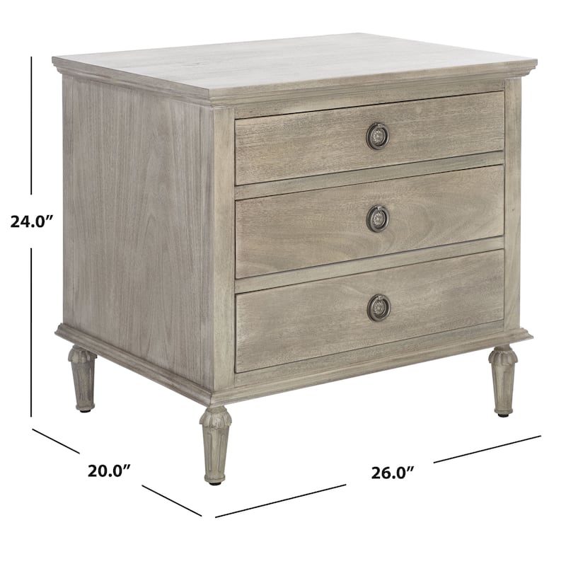 SAFAVIEH Couture Firyal 3-Drawer Wood Nightstand