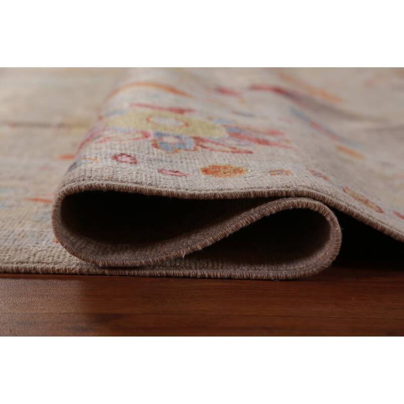 Hand Knotted Oriental 100% Wool Carpet Transitional All-Over Beige & Ivories Oushak Area Rug - 9' 10'' X 8' 5''