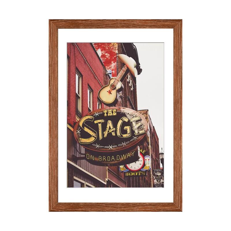 iCanvas "Nashville Neon IV" by Ann Hudec PFA - Walnut - 24x16x1