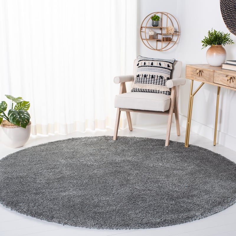 SAFAVIEH Decora Shaggy Maryada 2-inch Thick Rug - 6'7" Round - Dark Grey