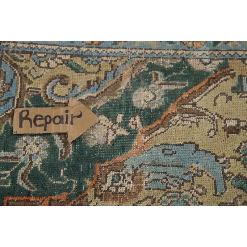 Geometric Tabriz Persian Vintage Area Rug Hand-Knotted Wool Carpet - 7'11"x 11'3"
