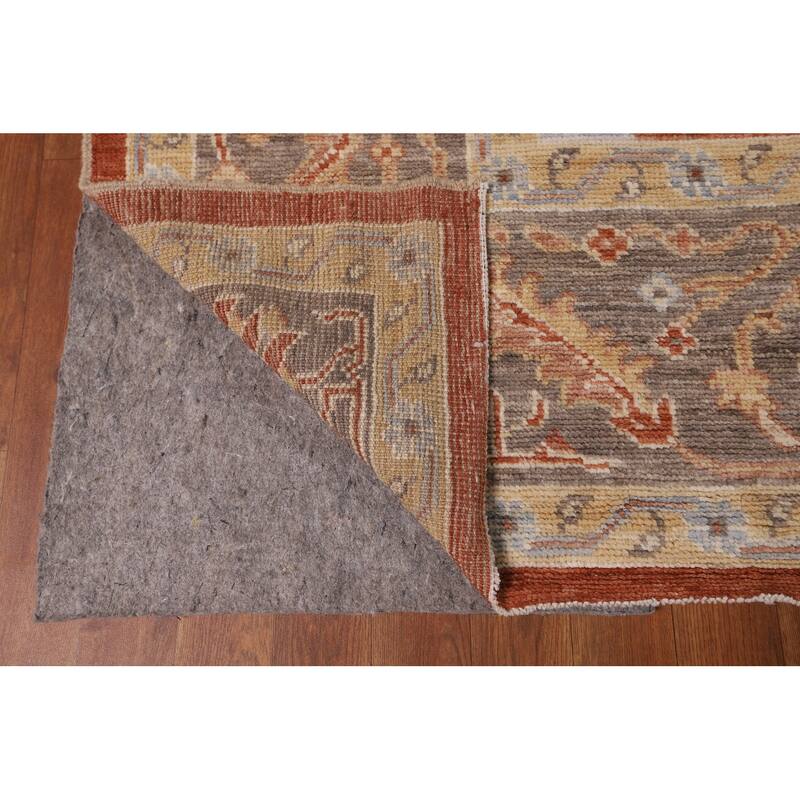 Orange Oushak Vegetable Dye Area Rug Handmade Wool Carpet - 9'3"x 11'11"