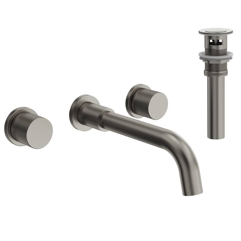 Wall Mount Stainless Steel Bathroom Sink Faucet 3 Hole 2 Handles Bathroom Faucet