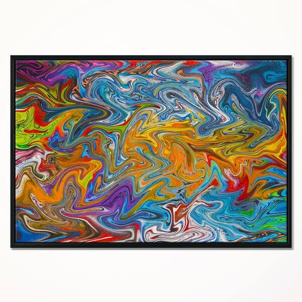 Shop Designart Fractal Flowing Colors Abstract Framed Canvas Art