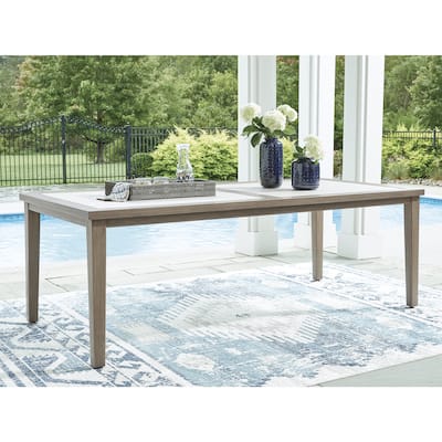 Signature Design by Ashley Rainier Ranch Brown/Beige Outdoor Dining Table - 42" W x 84" D x 29.5" H