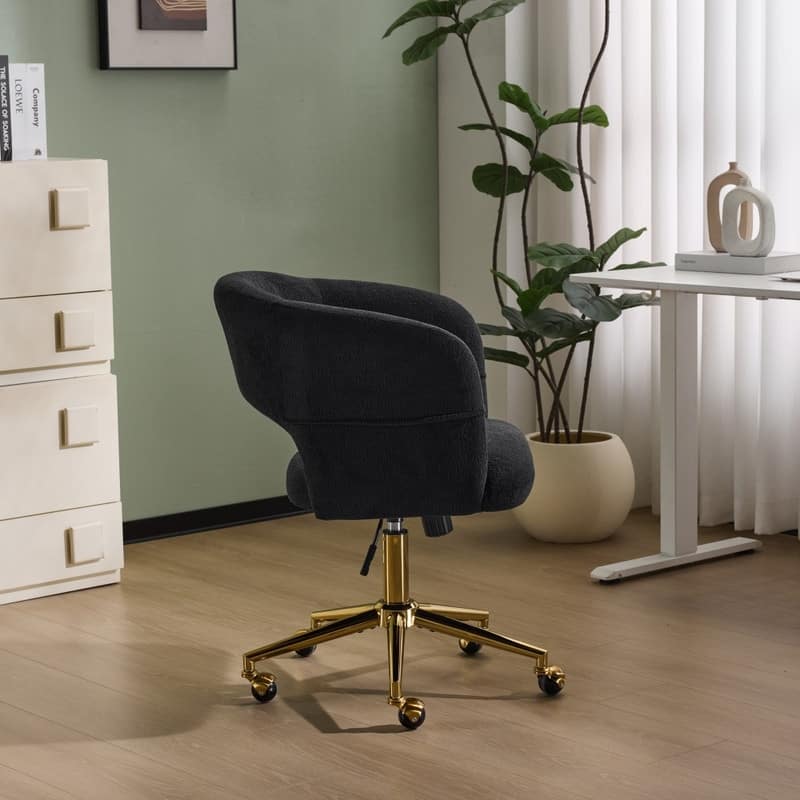 22.64 Inch Velvet Ring Backrest Swivel Office Chair