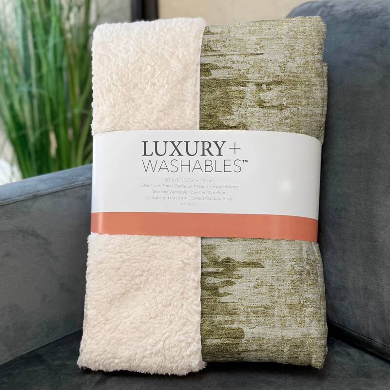 Premium Machine Washable Abstract Contemporary Sherpa Throw Blanket