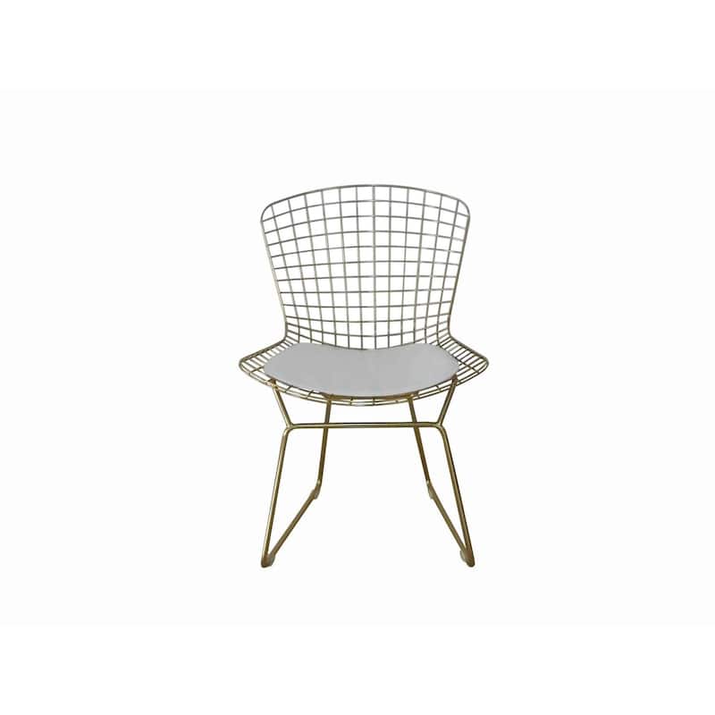 Gold and White/Black Faux Leather Upholstered Metal Frame Dining Chair, Set of 2, Sturdy Dining Chair for Dining Rooms - 19.5
