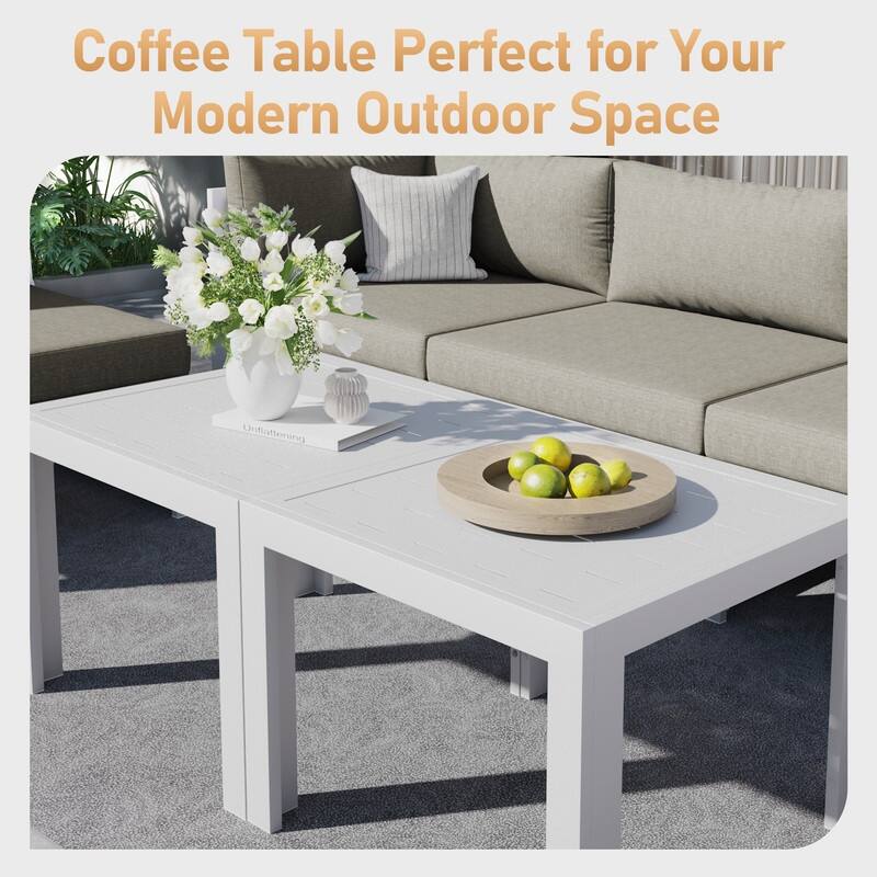 FINCATI 10-Piece Aluminum Patio Furniture Set, Outdoor Sectional Sofa with Cushions and Coffee Tables