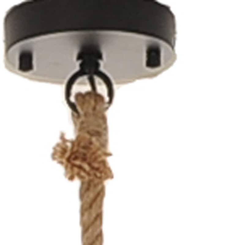 HomeRoots Beige and Black Iron and Rope Ceiling Light - 8.5' X '47' X '8.5