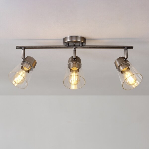 3 Light Pewter Track Lighting with Clear Glass Shades Pewter Gray 4.75 Bed Bath Beyond 41248991