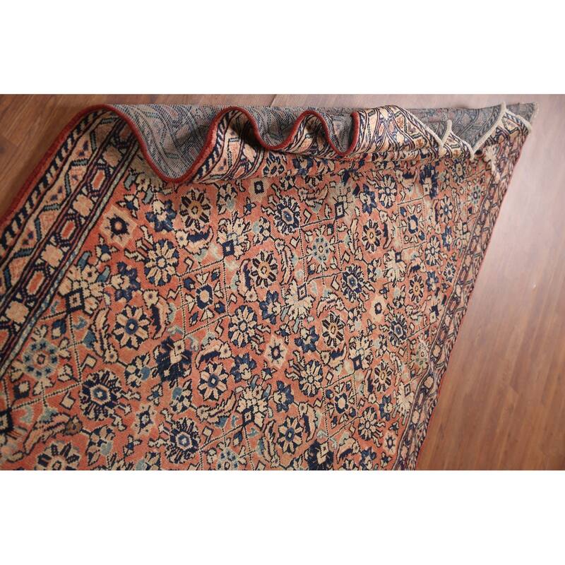 Hand Knotted Oriental 100% Wool Carpet Traditional All-Over Coral Mahal Area Rug - 10' 4'' X 4' 7''