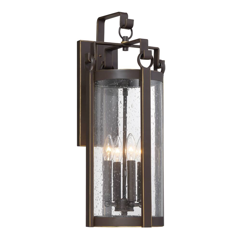Lavery Somerset Lane Bronze & Seeded Glass 4 Light Outdoor Wall Mount