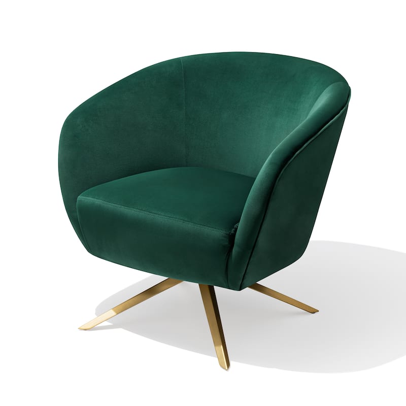 Modern Upholstered 360-degree Swivel Accent Chair Faux Leather Sofa Chair