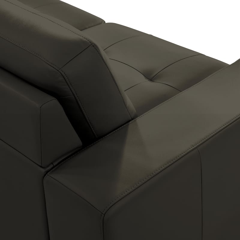 Pimentel Modern 102 in. Modern Top Grain Genuine Leather Sectional Sofa with Tufted Back and Track Arms