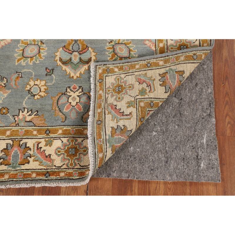 Gray Floral Oushak Accent Rug Handmade Wool Carpet - 3'4" x 4'9"